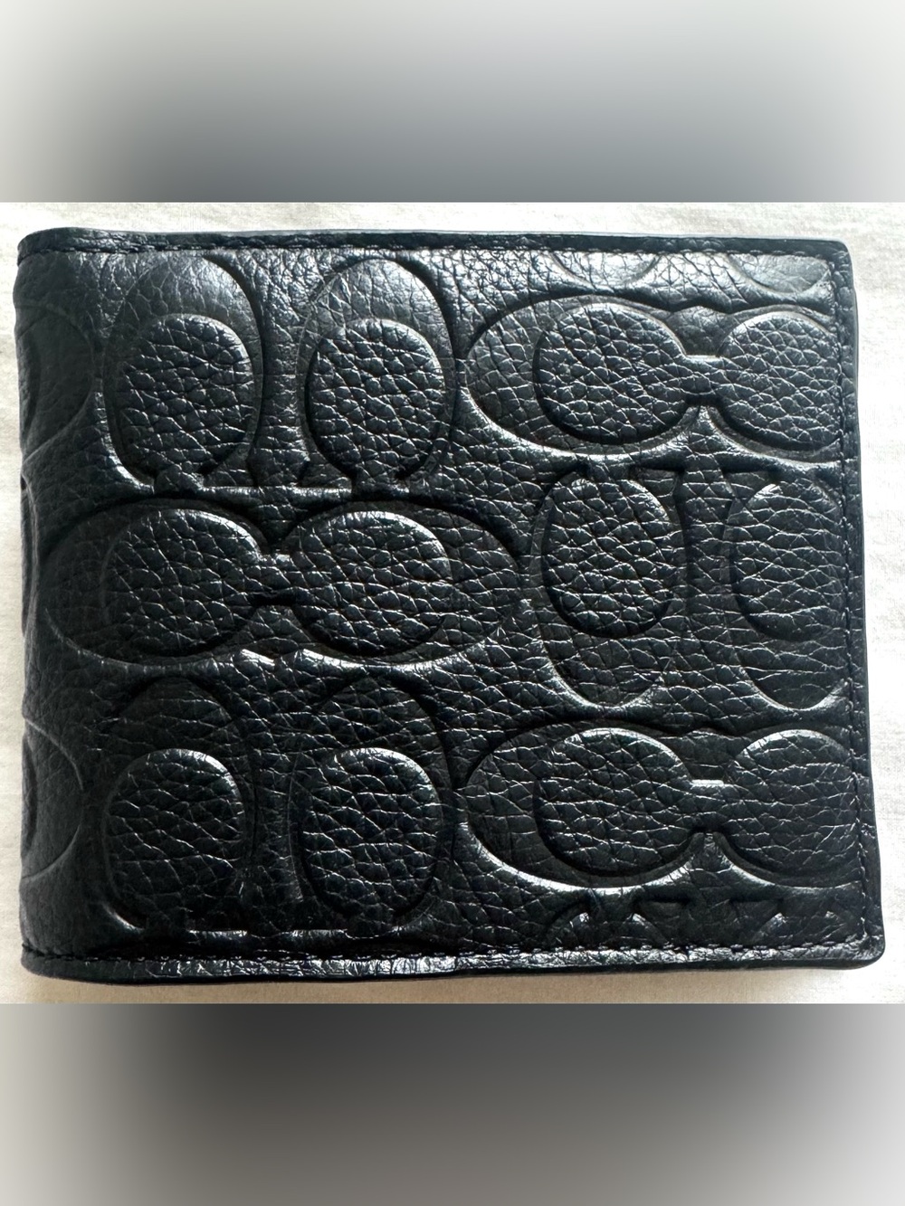 COACH Black LOGO Embossed Leather & Cards Hold 3in1 Wallet, 100%Genuine 8cc, NWT